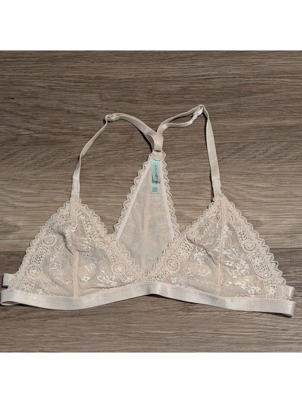 Anemone | Floral Lace Racerback Bralette Size M/L In Blush Pink
